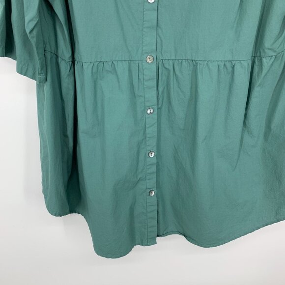 LOGO Lori Goldstein Top Button Front Tunic Roll Tab Waist Seam - Picture 8 of 12